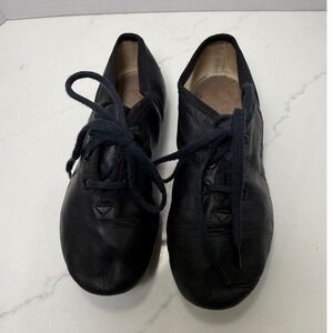 Capezio Black Leather Split Sole Jazz Dance Shoes Kids Size 1.5 M CH13AD Brazil